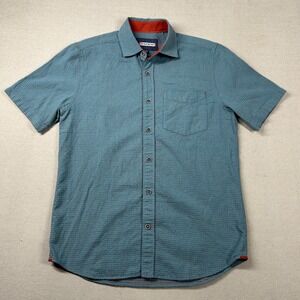 32 Bar Blues Shirt Mens S Textured Short Sleeve Camp Dots Preppy Basic Pocket